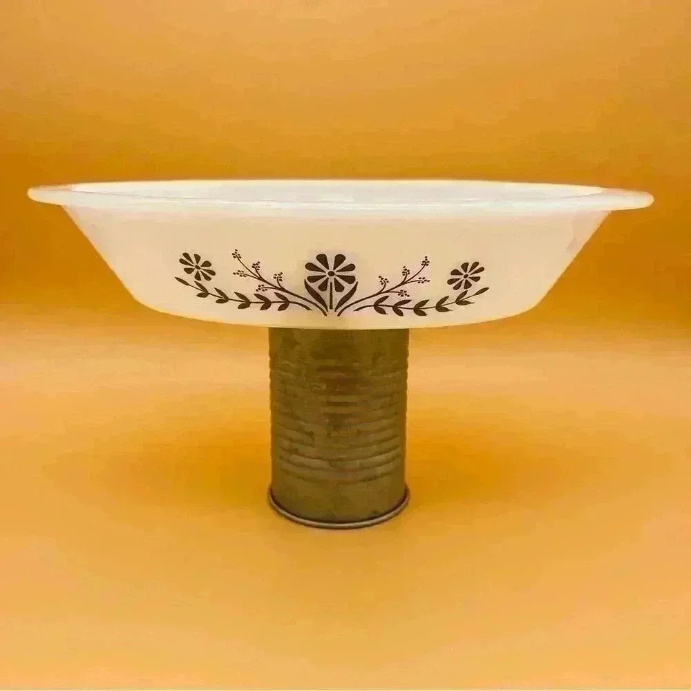 Vintage Glasbake Milk glass Oval Divided Serving Dish Daisy